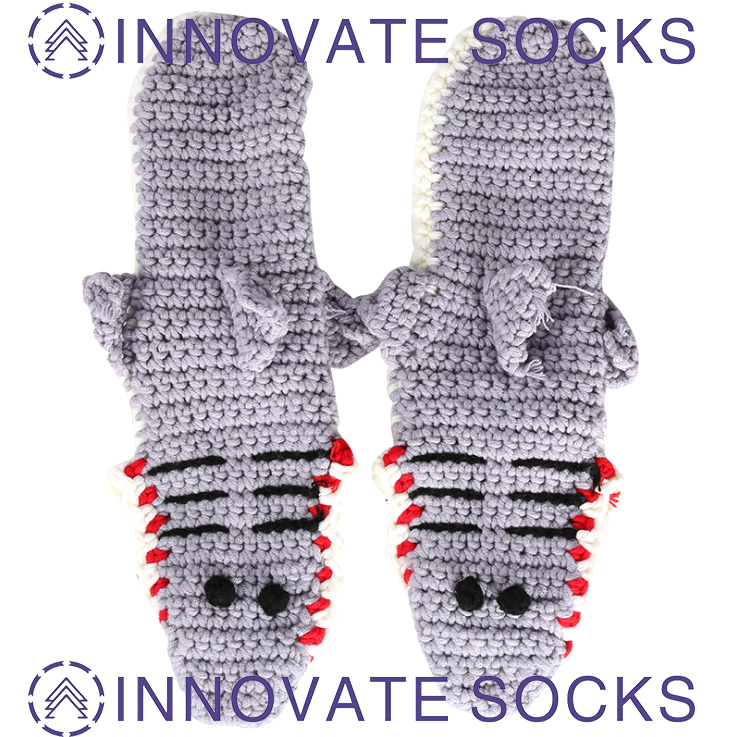 Calcetines en forma de tiburón piso de moda cocodrilo caliente calcetines en casa